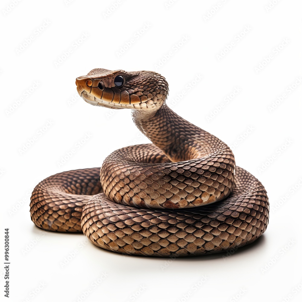 Obraz premium Brown snake on white background