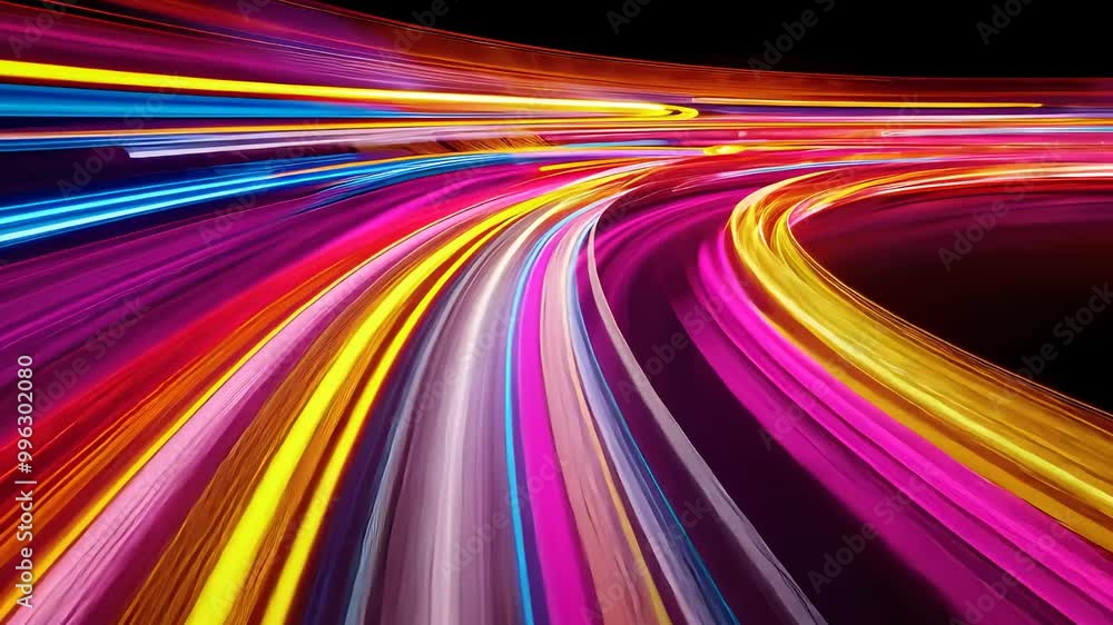 Vibrant neon light trails in motion, showcasing speed, technology, and futuristic energy in a dynamic urban environment at night.
Vibrant neon light trails in motion, showcasing speed, technology, and futuristic energy in a dynamic urban environment at night.