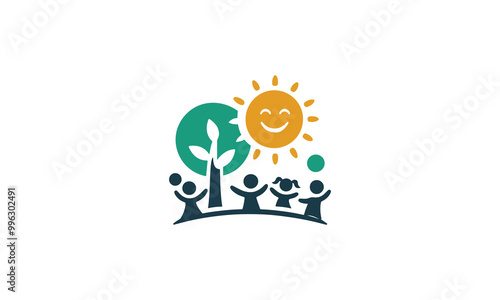 kids logo template, child care center, daycare logo, education logo, care logo	