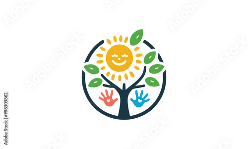 kids logo template, child care center, daycare logo, education logo, care logo	