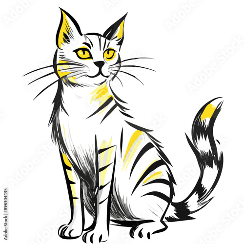 Stylized cat illustration on a transparent background for pet and domestic animal concepts
