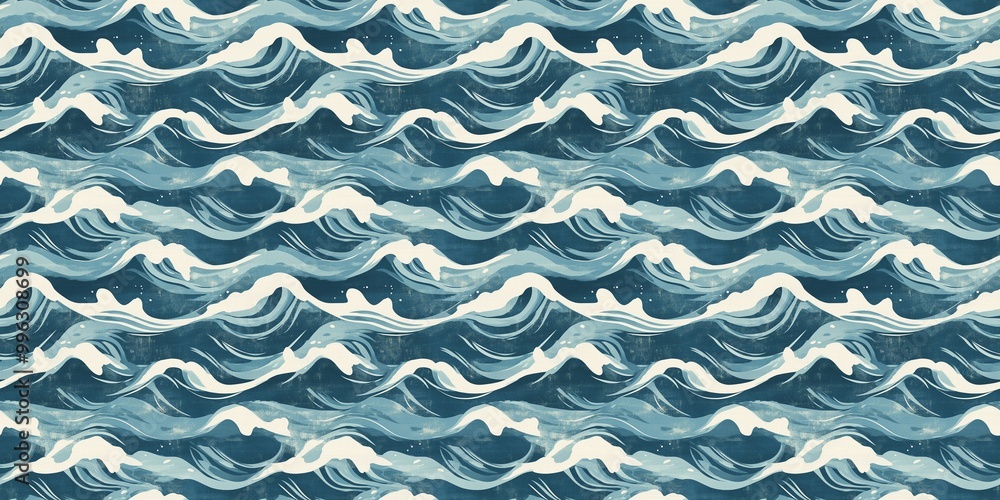 Fototapeta premium Sea pattern with a marine, wavy design. seamless background pattern