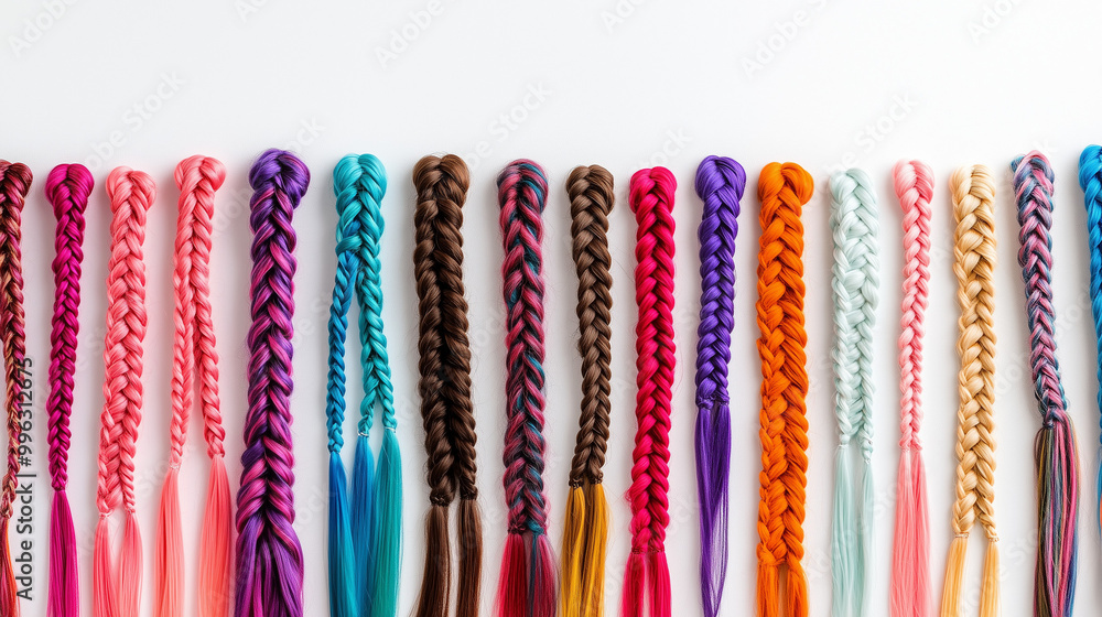 Rows of Vibrant Multicolored Hair Braids Rows of Vibrant Multicolored Hair Braids