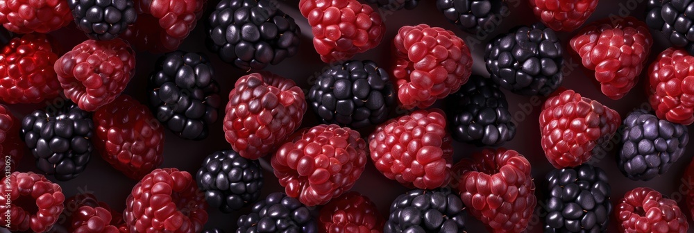 Seamless background of raspberry fruit and various berries Seamless background of raspberry fruit and various berries