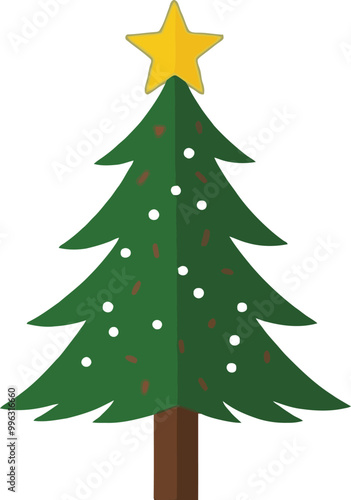 Merry Christmas Tree Flat Vector Icon