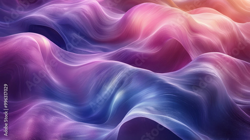 Wallpaper Mural Abstract wave-like forms with flowing purple and blue tones, Torontodigital.ca