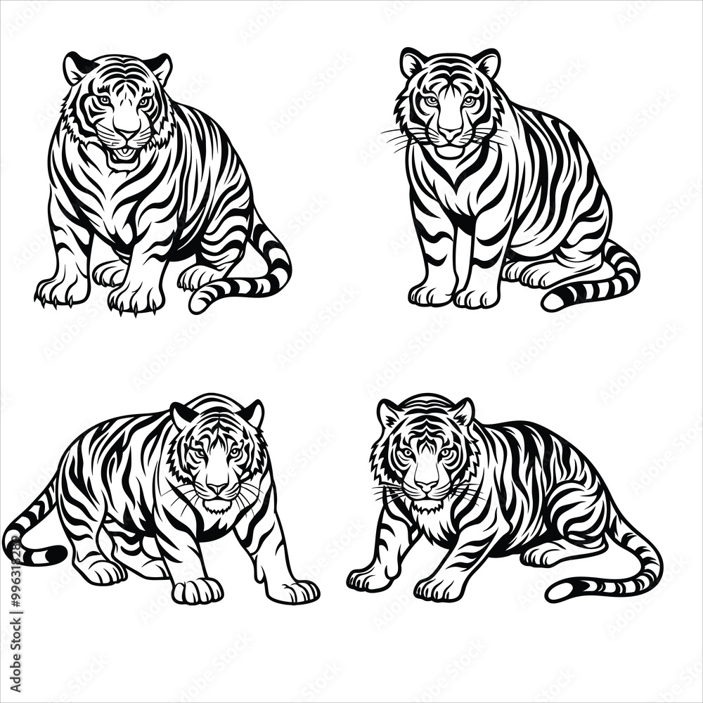 Fototapeta premium Tiger Crouching Svg