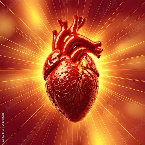 A heart surrounded by radiating pulses of energy, signifying cardiovascular strength and endurance.