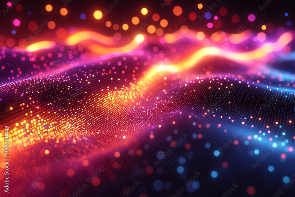 Obraz premium Abstract glowing dots forming a digital pattern,