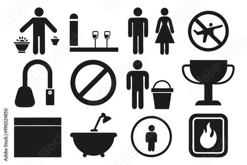 Set of Rest Room Related Vector Line Icons G.eps