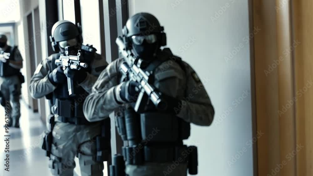 SWAT Team Moves Through Corridor in Training Generative AI SWAT Team Moves Through Corridor in Training Generative AI
