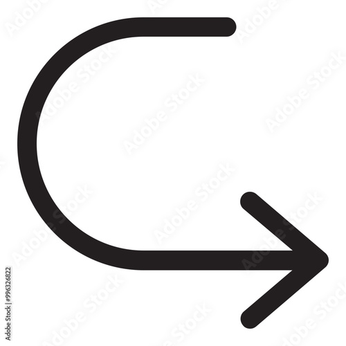 Turn Right Arrow Icon Glyph Style. Simple Direction Symbol Vector Illustration — Pixel-perfect Icon.