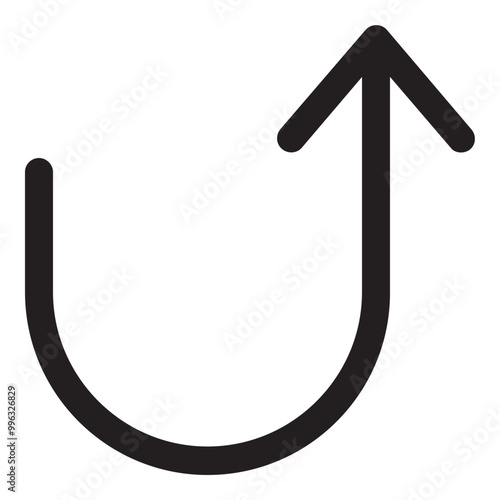 Turn Up Arrow Icon Glyph Style. Simple Direction Symbol Vector Illustration — Pixel-perfect Icon.