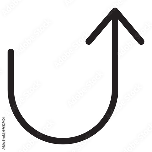 Turn Up Arrow Icon Glyph Style. Simple Direction Symbol Vector Illustration — Pixel-perfect Icon.