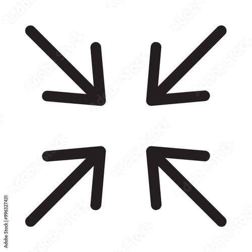 Gather Arrow Icon Glyph Style. Simple Direction Symbol Vector Illustration — Pixel-perfect Icon.