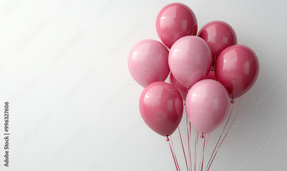 Pink greeting balloons on white background. Pink greeting balloons on white background.
