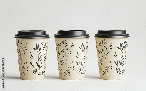 Takeaway coffee paper cups. Ai generative