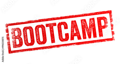 Bootcamp - an intensive training program designed to teach specific skills or improve physical fitness within a relatively short period, text concept stamp