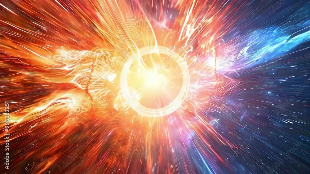 A vibrant cosmic scene depicting an explosion of colors and light ...