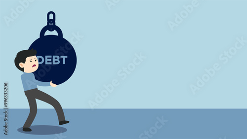 vector illustration of a simple character experiencing a situation of being burdened by an overdue loan debt. Business situation concept, image of a person who has a debt due. business vector, finance