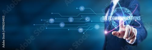 Photography Businessman touch the global telecommunications market, creating innovative solutions that enhance connectivity