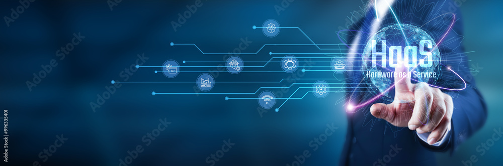 HaaS (Hardware as a Service). Businessman touch the evolving landscape of technology, leveraging innovative solutions, enhancing operational efficiency, while reducing capital expenses, adopting HaaS. HaaS (Hardware as a Service). Businessman touch the evolving landscape of technology, leveraging innovative solutions, enhancing operational efficiency, while reducing capital expenses, adopting HaaS.