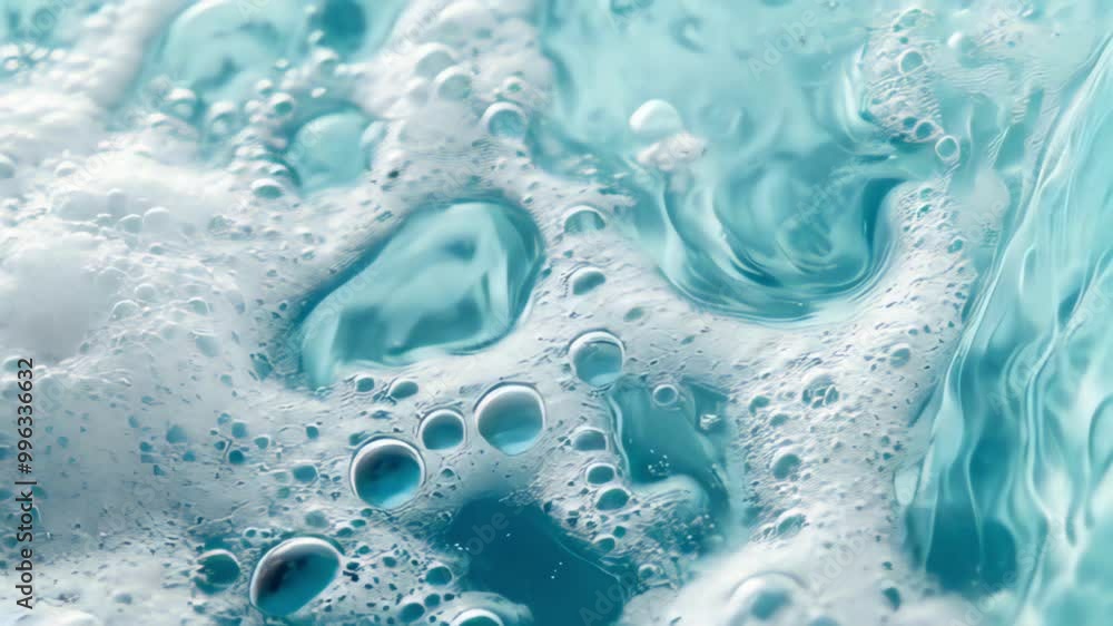 Close-Up of Turquoise Seafoam Waves with Bubbles on the Surface of the Water Close-Up of Turquoise Seafoam Waves with Bubbles on the Surface of the Water