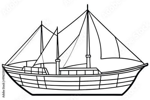 Sail boat line art vector