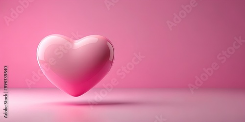 A floating pink heart shape on pink background AI-Generated Content