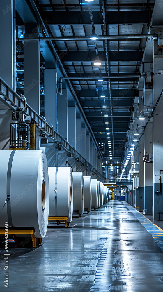 Modern Industrial Paper Mill with Large Paper Rolls and Clean Setup Modern Industrial Paper Mill with Large Paper Rolls and Clean Setup