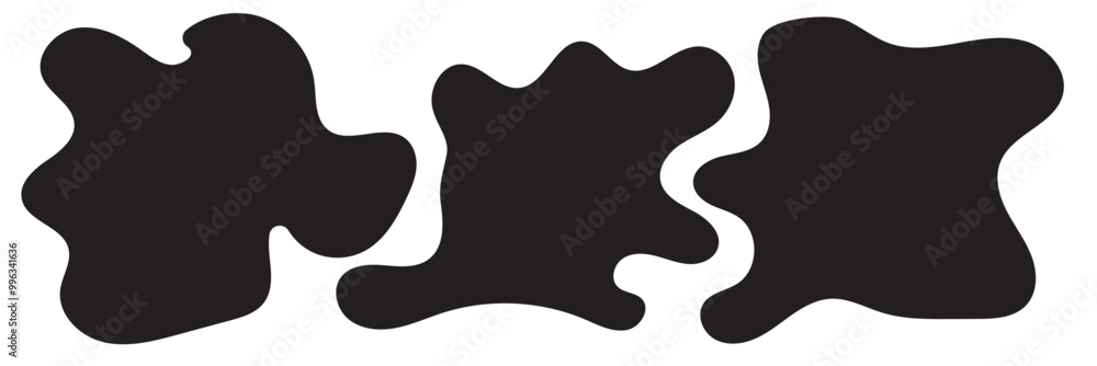Modern liquid irregular blob shape abstract elements graphic flat style design fluid vector illustration set. Modern liquid irregular blob shape abstract elements graphic flat style design fluid vector illustration set.