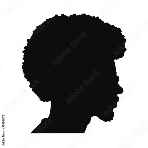 Trendy Afro Man Silhouette with Eyewear Vector Illustration 