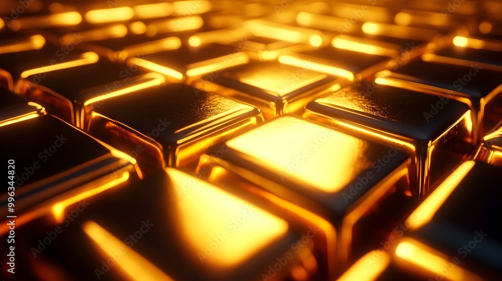 Shiny Gold Bars Under Laser Security Grid in Futuristic Vault Background Shiny Gold Bars Under Laser Security Grid in Futuristic Vault Background