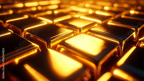 Shiny Gold Bars Under Laser...