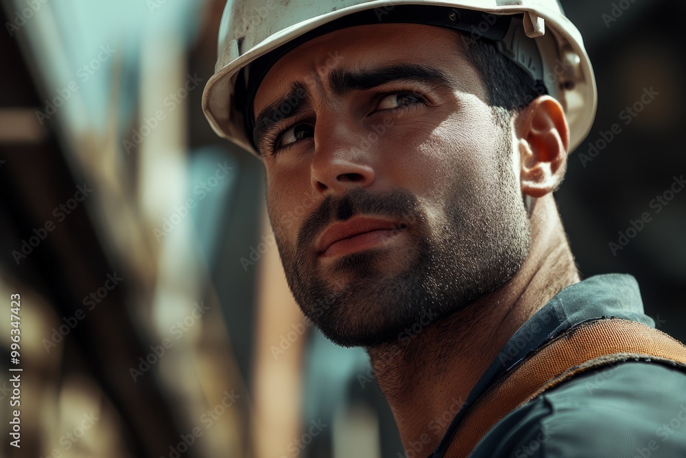 Construction Worker Portrait: Focused and Determined Construction Worker Portrait: Focused and Determined
