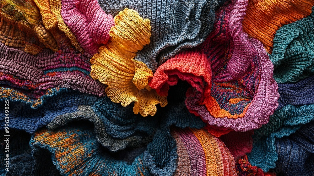 Abstract Knitted Texture: A Colorful Yarn Art Abstract Knitted Texture: A Colorful Yarn Art