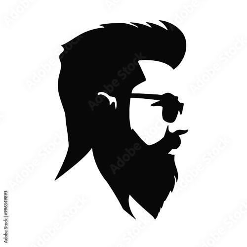 Stylish Hipster Man with Beard Silhouette – Vector Logo on Transparent Background