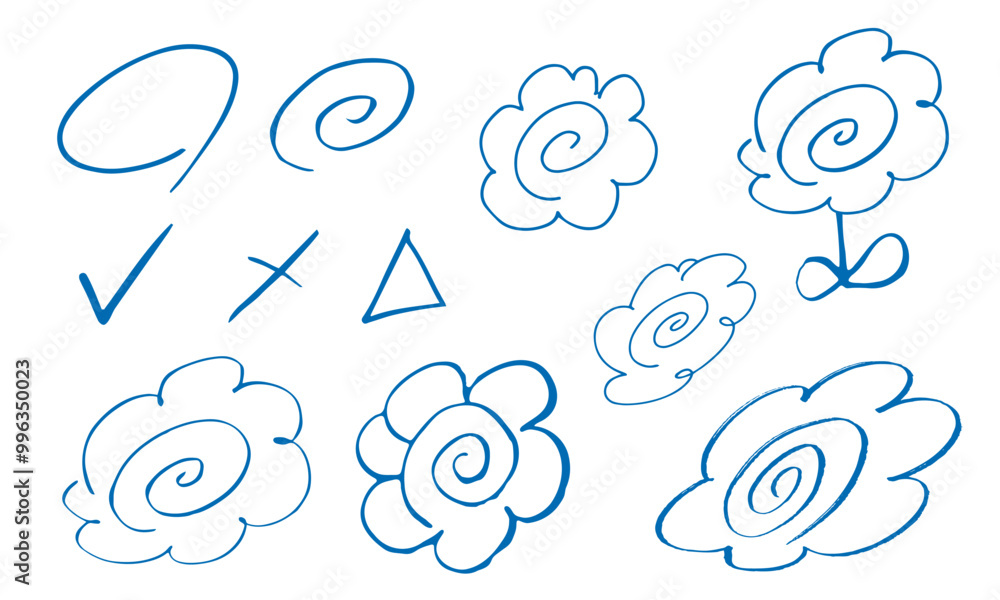 花丸 筆文字 テスト採点 手描きセット 花丸 筆文字 テスト採点 手描きセット