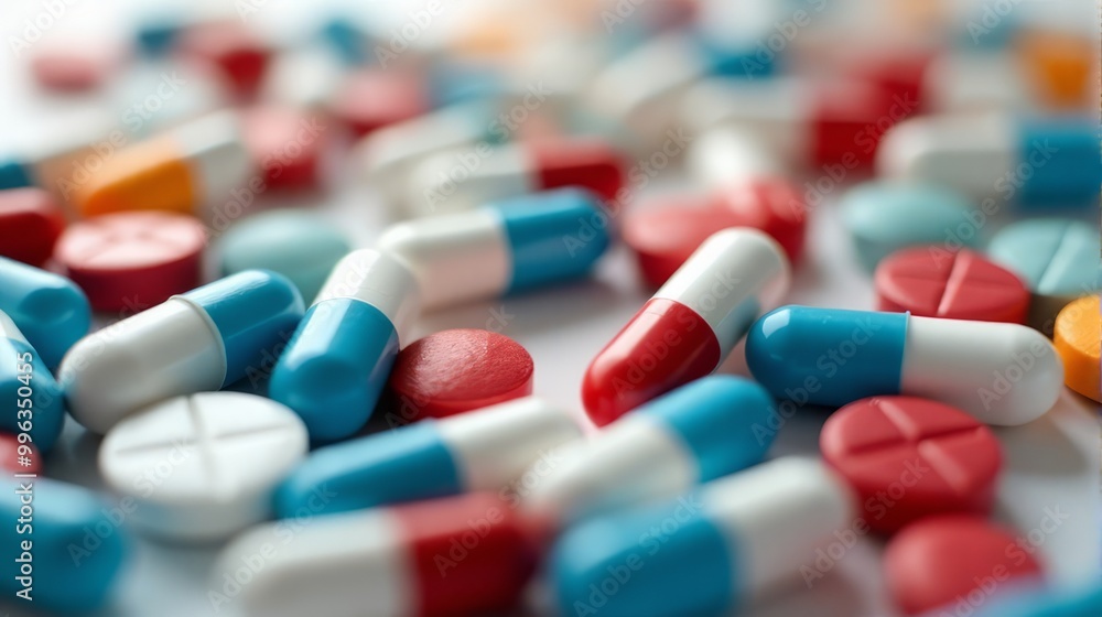 Close Up of a Diverse Array of Pharmaceutical Pills and Capsules, Showcasing a Variety of Colors Close Up of a Diverse Array of Pharmaceutical Pills and Capsules, Showcasing a Variety of Colors