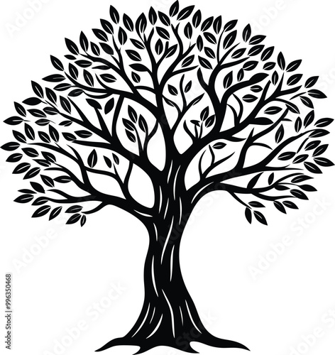 Olive tree silhouette icon isolated on white background.