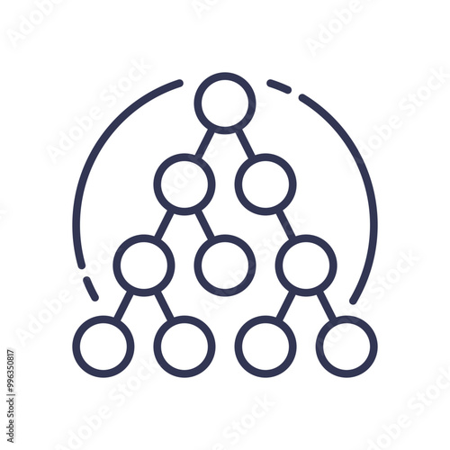 Illustration of a hierarchical tree data structure with nodes and connections, representing relationships and hierarchy.
