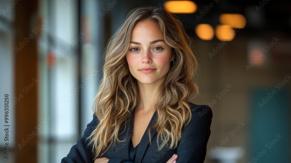 Confident Businesswoman with Arms Crossed Smiling Confident Businesswoman with Arms Crossed Smiling