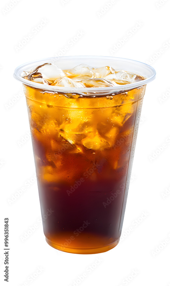 Cold tea drink in plastic cup isolated on transparent background Cold tea drink in plastic cup isolated on transparent background