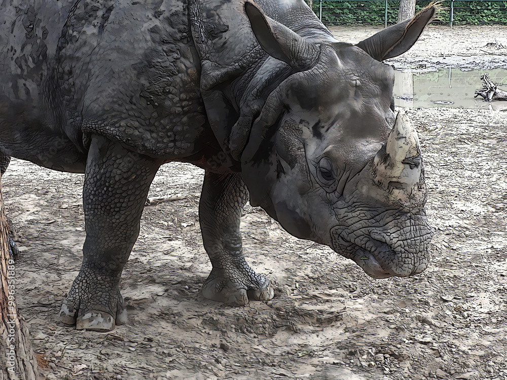 Fototapeta premium A rhinoceros in its majestic form
