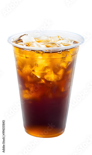 Cold tea drink in plastic cup isolated on transparent background