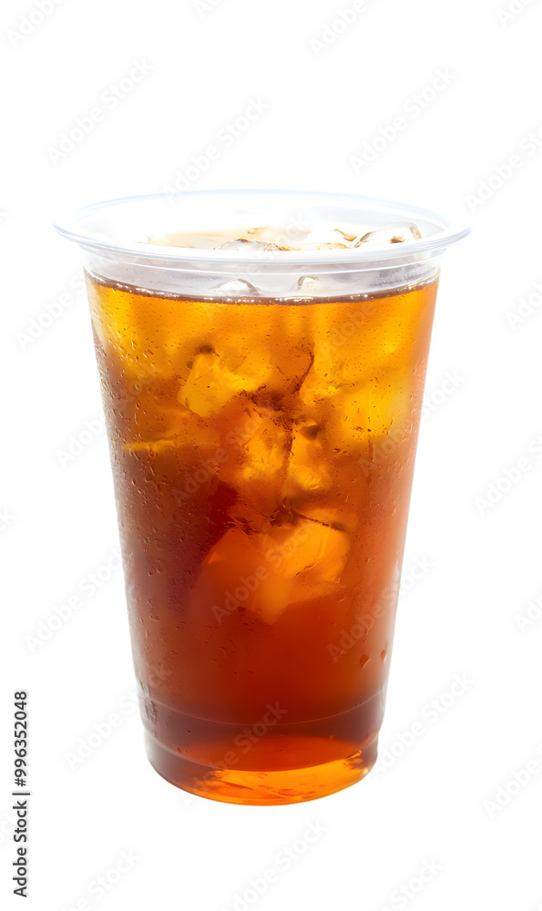Cold tea drink in plastic cup isolated on transparent background Cold tea drink in plastic cup isolated on transparent background
