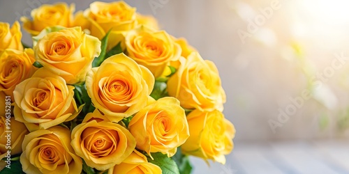 Floristry Flowers Yellow bouquet of roses soft focus AI-Generated Content