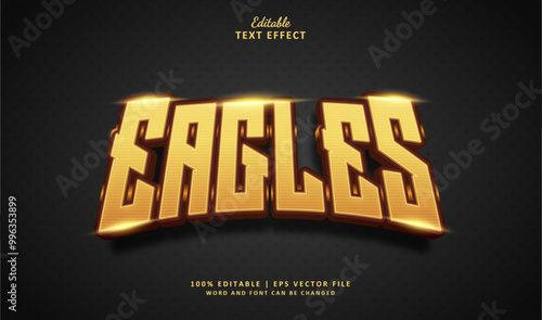 Eagles Editable Text Effect Style 3d Gold Esport Logo Gaming
