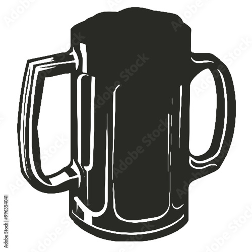 Beer Stein with Foam Silhouette – Vector Illustration, Transparent Background, Perfect for Logos