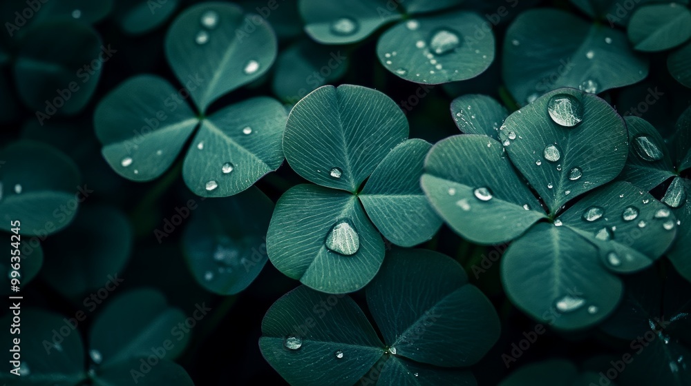 Obraz premium Drops of dew on a leaf Stock Photography image in HD 8K